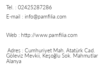 Pamfilia Residence iletiim bilgileri